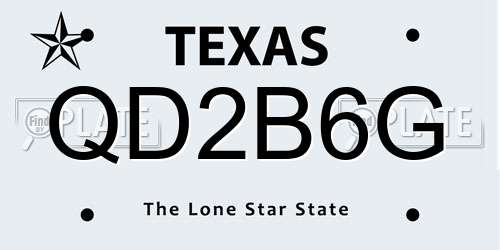 QD2B6G Texas License Plate