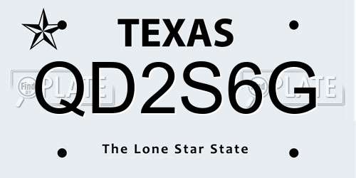 QD2S6G Texas License Plate