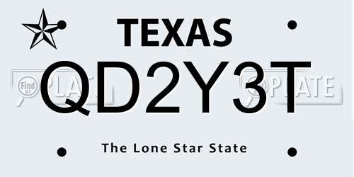 QD2Y3T Texas License Plate