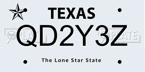 QD2Y3Z Texas License Plate