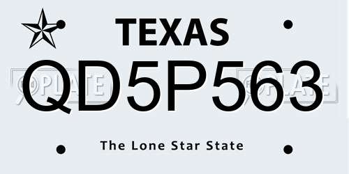 QD5P563 Texas License Plate