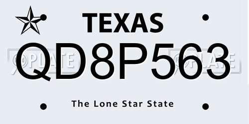 QD8P563 Texas License Plate