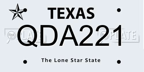 QDA221 Texas License Plate