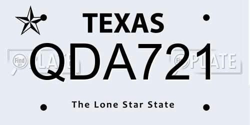 QDA721 Texas License Plate