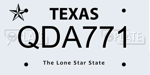 QDA771 Texas License Plate