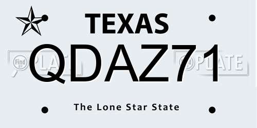 QDAZ71 Texas License Plate