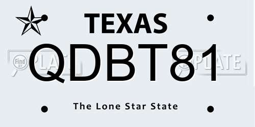 QDBT81 Texas License Plate