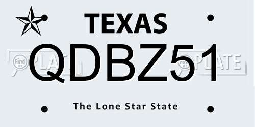 QDBZ51 Texas License Plate