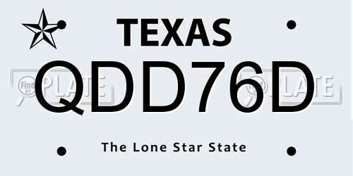 QDD76D Texas License Plate