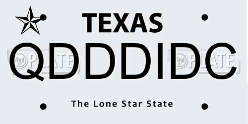 QDDDIDC Texas License Plate