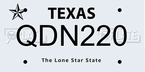QDN220 Texas License Plate