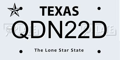 QDN22D Texas License Plate