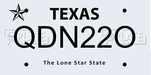 QDN22O Texas License Plate