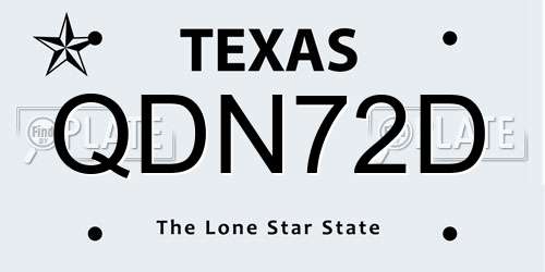 QDN72D Texas License Plate