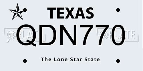 QDN770 Texas License Plate