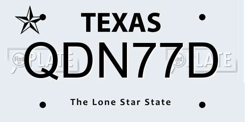 QDN77D Texas License Plate