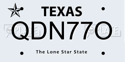 QDN77O Texas License Plate
