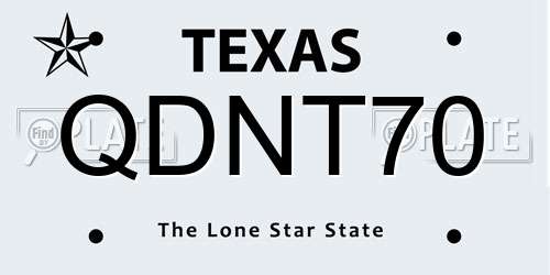 QDNT70 Texas License Plate