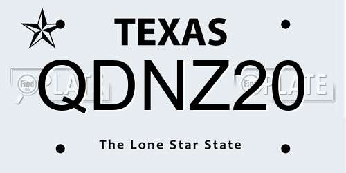 QDNZ20 Texas License Plate