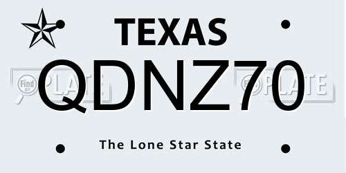 QDNZ70 Texas License Plate