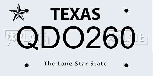 QDO260 Texas License Plate