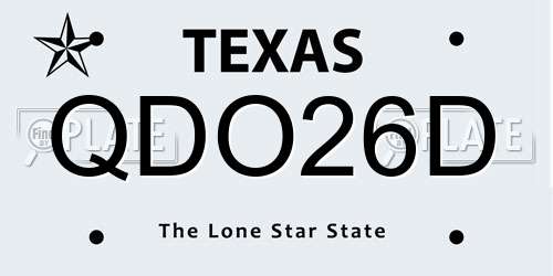 QDO26D Texas License Plate