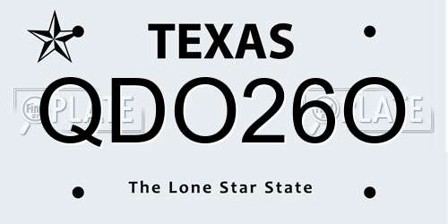 QDO26O Texas License Plate