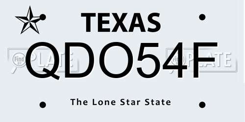 QDO54F Texas License Plate