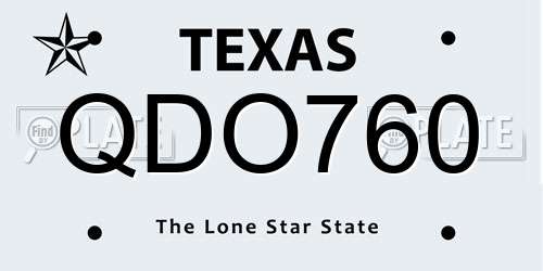 QDO760 Texas License Plate