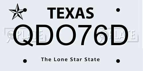 QDO76D Texas License Plate