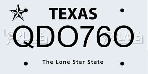 QDO76O Texas License Plate