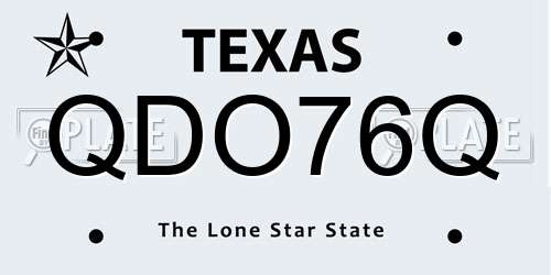QDO76Q Texas License Plate