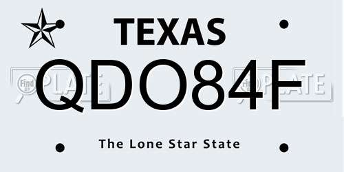 QDO84F Texas License Plate
