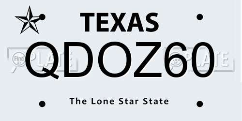 QDOZ60 Texas License Plate