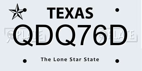 QDQ76D Texas License Plate