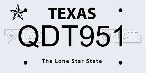 QDT951 Texas License Plate