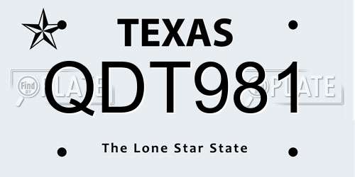 QDT981 Texas License Plate