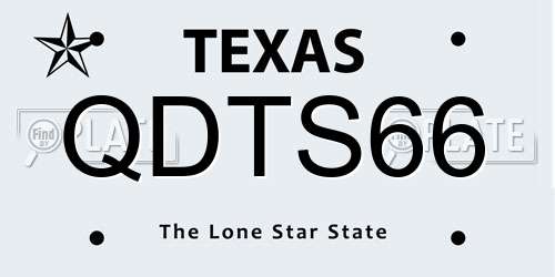 QDTS66 Texas License Plate