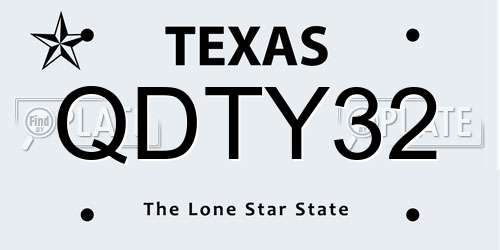QDTY32 Texas License Plate