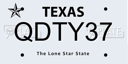 QDTY37 Texas License Plate