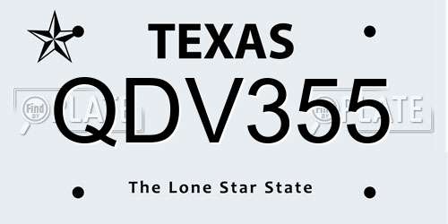 QDV355 Texas License Plate