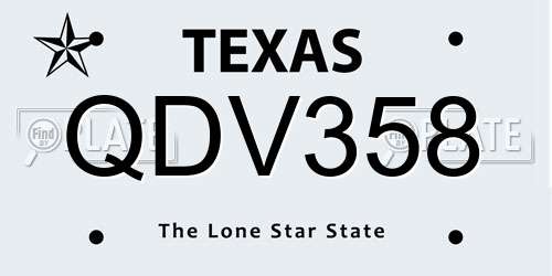 QDV358 Texas License Plate