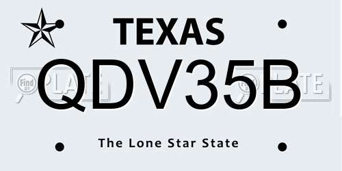 QDV35B Texas License Plate