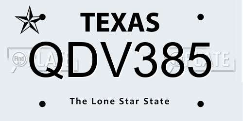 QDV385 Texas License Plate