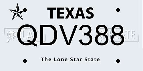 QDV388 Texas License Plate