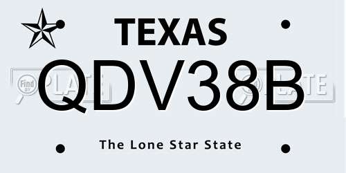 QDV38B Texas License Plate