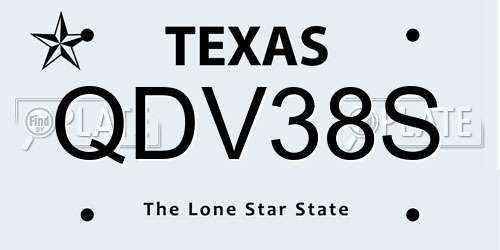 QDV38S Texas License Plate