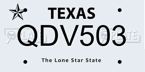 QDV503 Texas License Plate