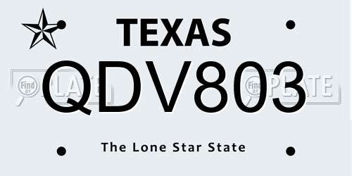QDV803 Texas License Plate