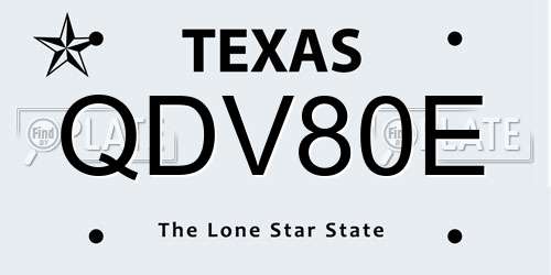 QDV80E Texas License Plate